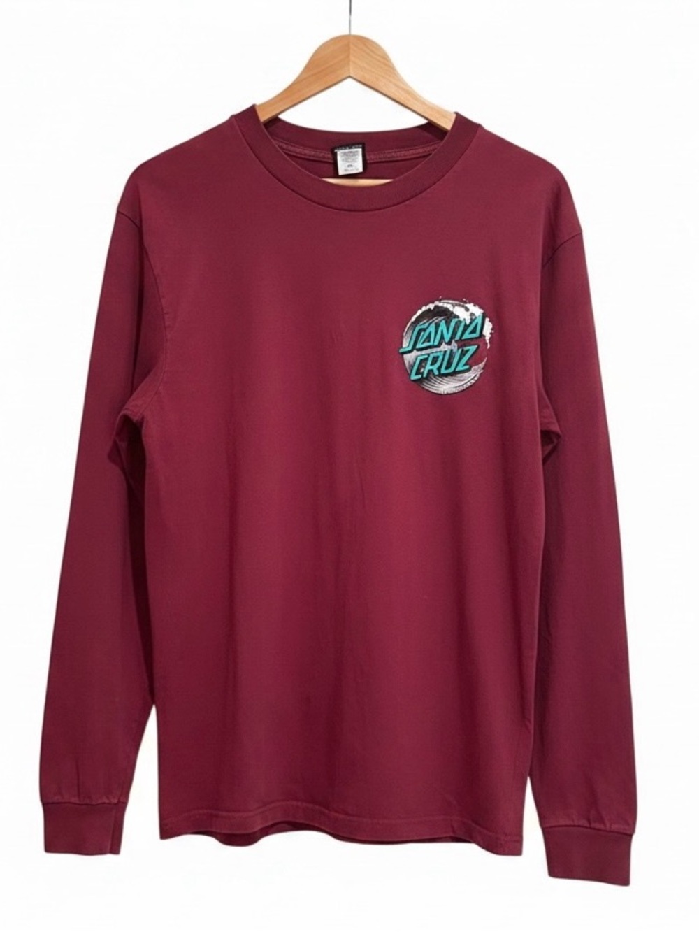 Santa Cruz Skateboards Mens M Burgundy Long Sleeve Graphic T Shirt 100% Cotton
